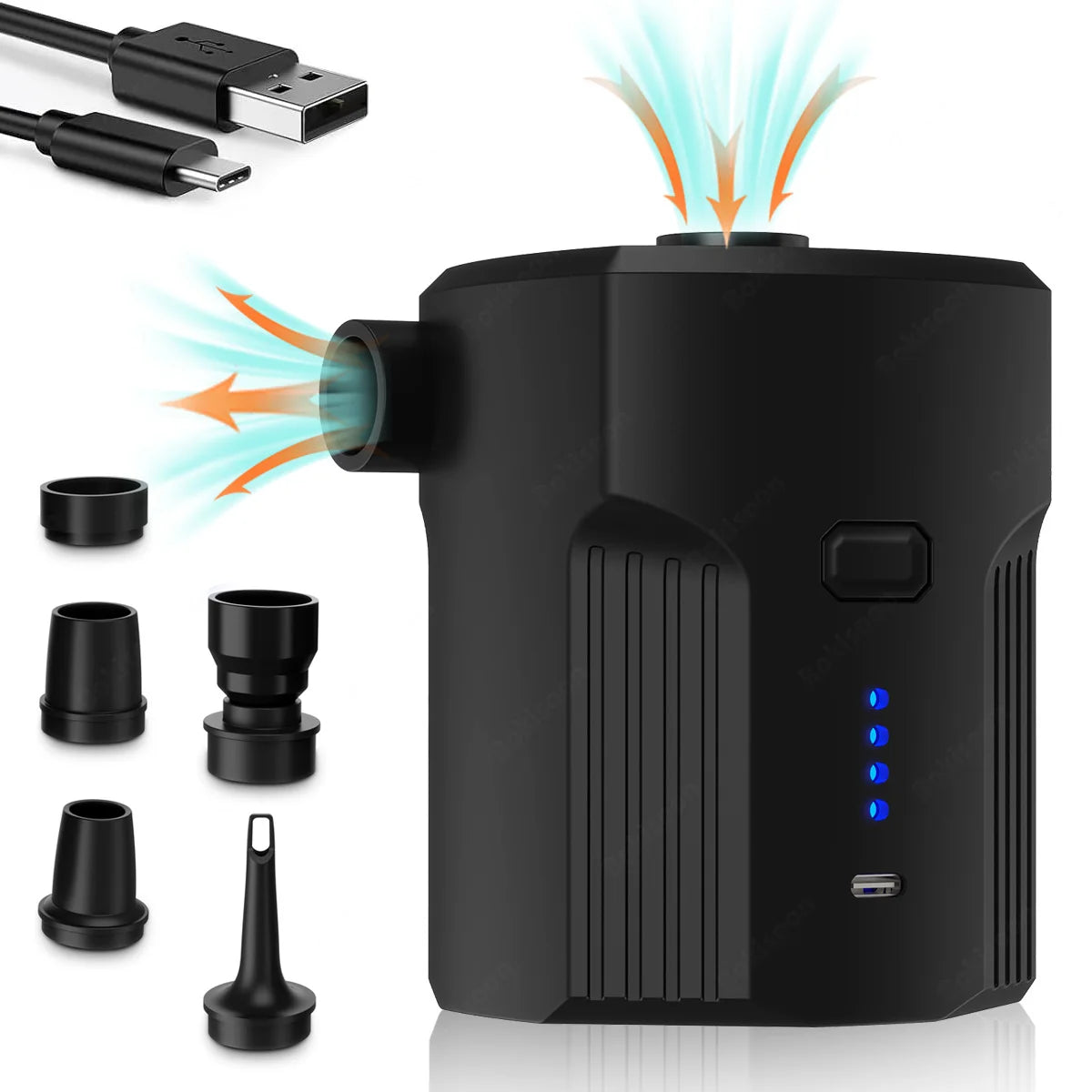 Tragbare elektrische Pumpe 5 Aufsätze – vielseitig einsetzbar für Camping & Pool