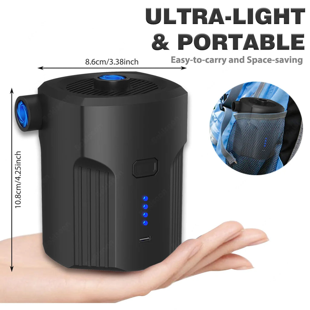 Tragbare elektrische Pumpe 5 Aufsätze – vielseitig einsetzbar für Camping & Pool